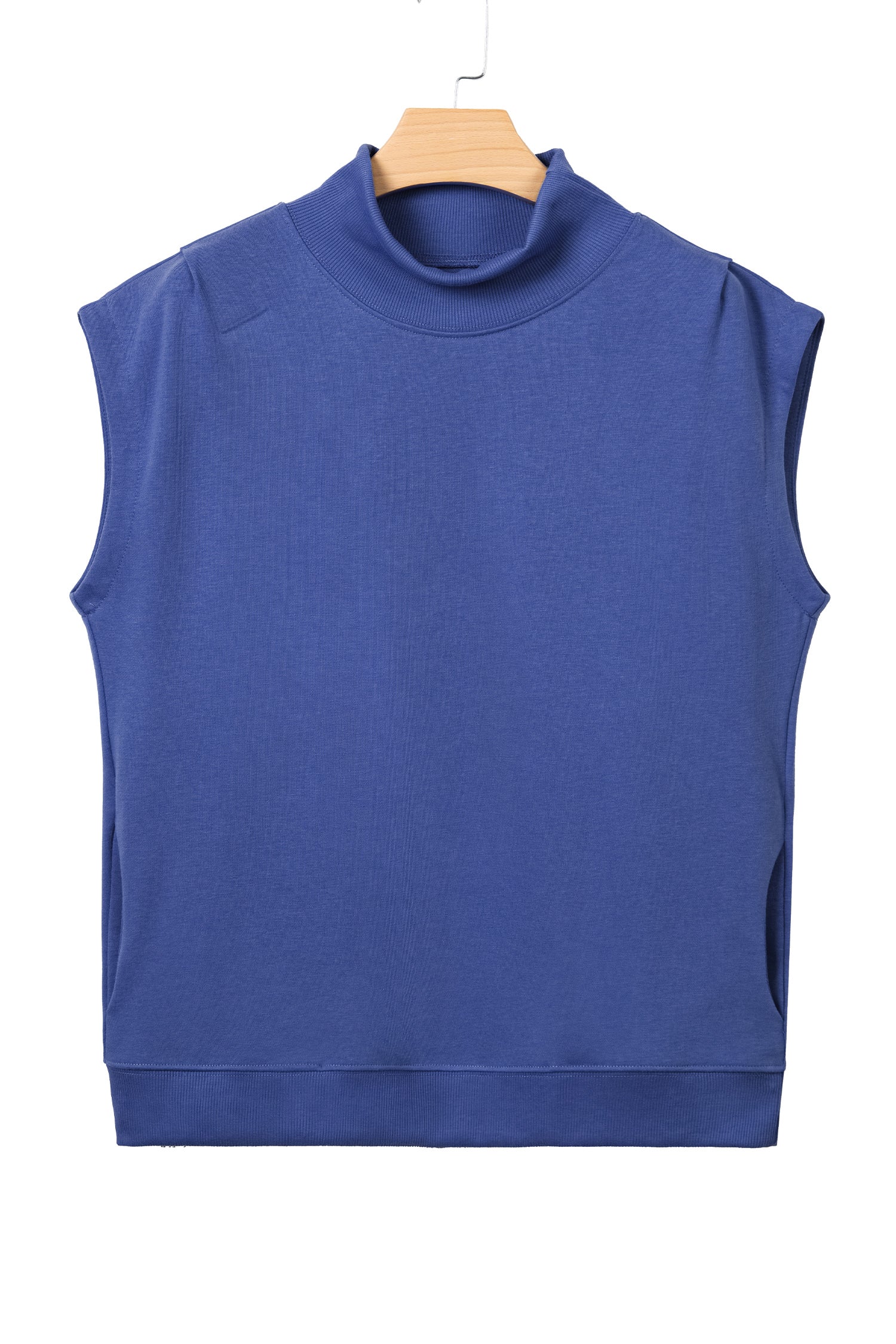 Pink Solid Color High Neck Cap Sleeve Loose Top