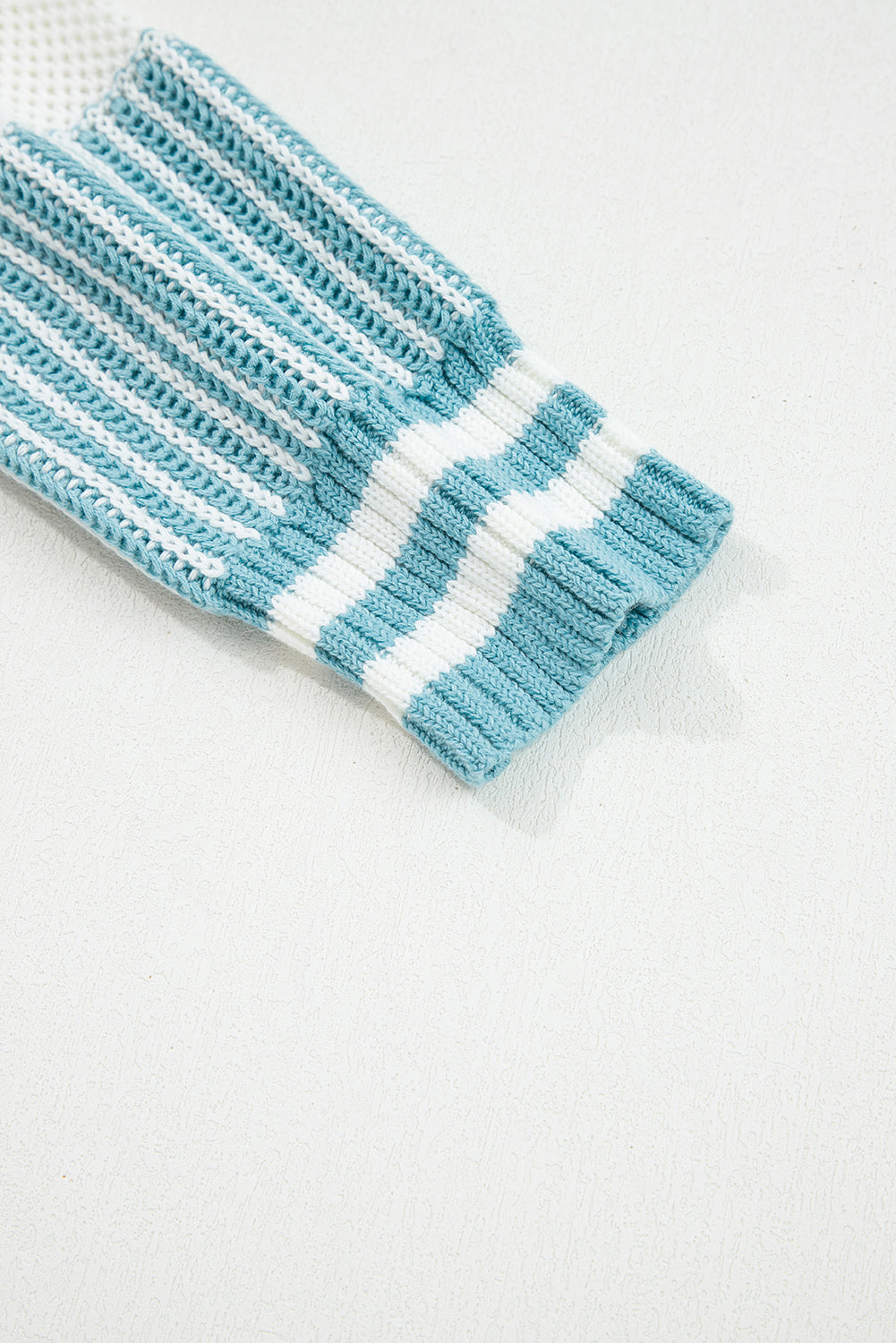 Brown Two Tone Striped Patchwork Drop Shoulder Loose Sweater