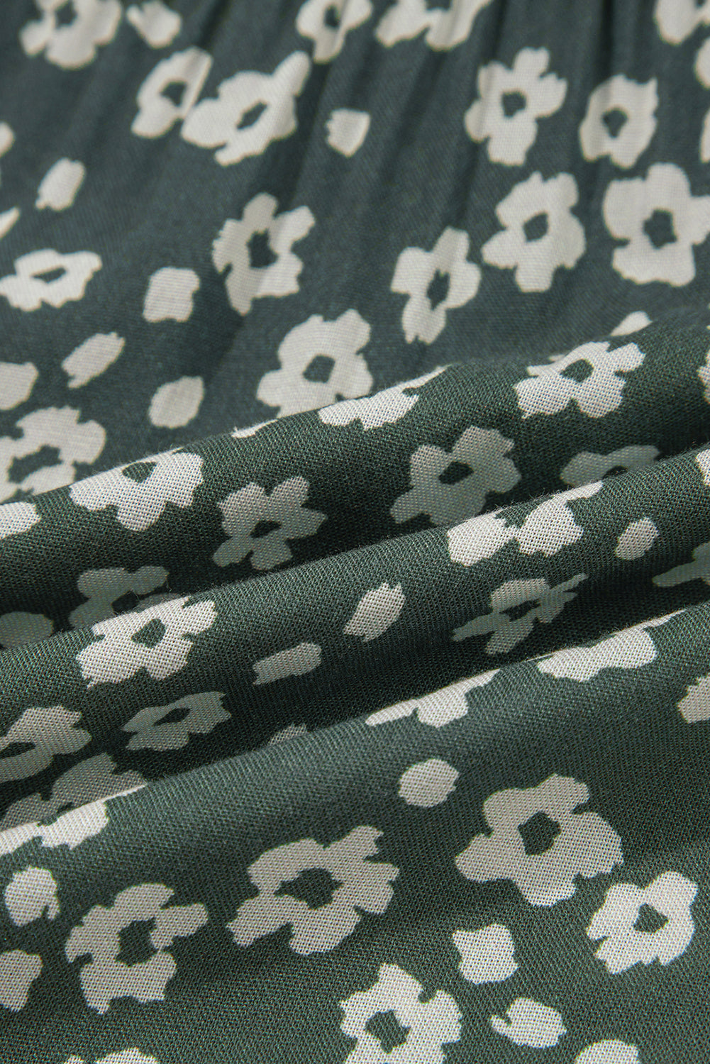 Green Boho Floral Print V Neck Tunic Sleeveless Dress