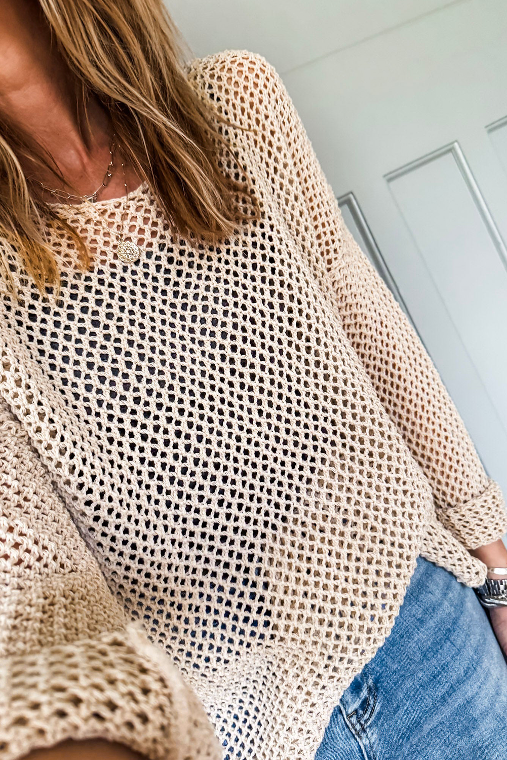 Black Crochet Hollow-out Jumper Top Sweater