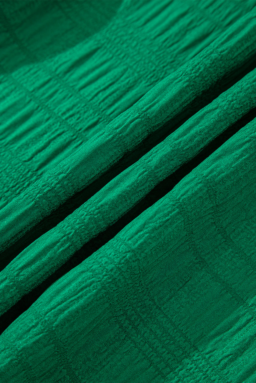 Dark Green Textured Flutter Sleeve Ruffled Mini Dress