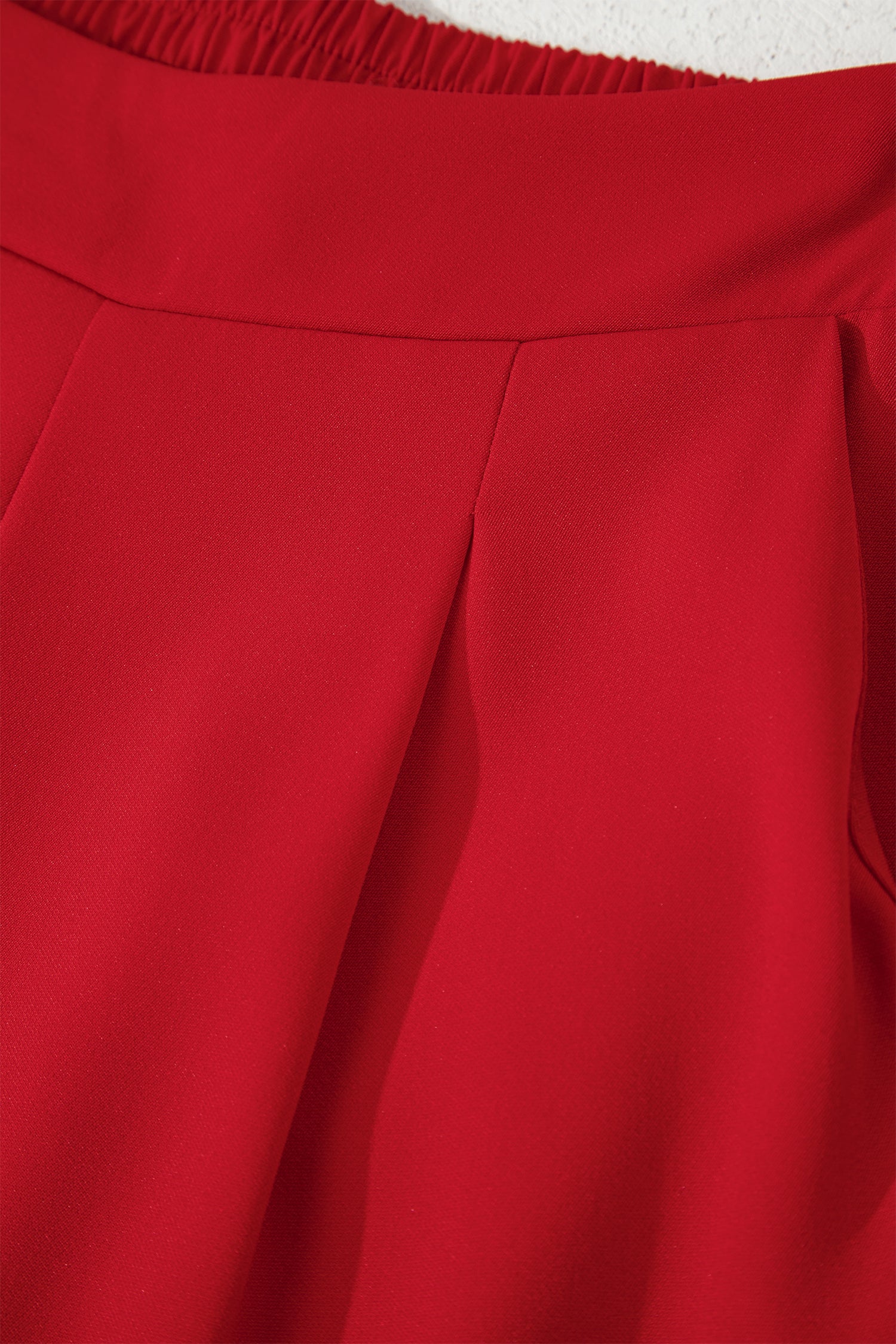 Black Pleated Detail Pull On High Elastic Waist Loose Straight Pants