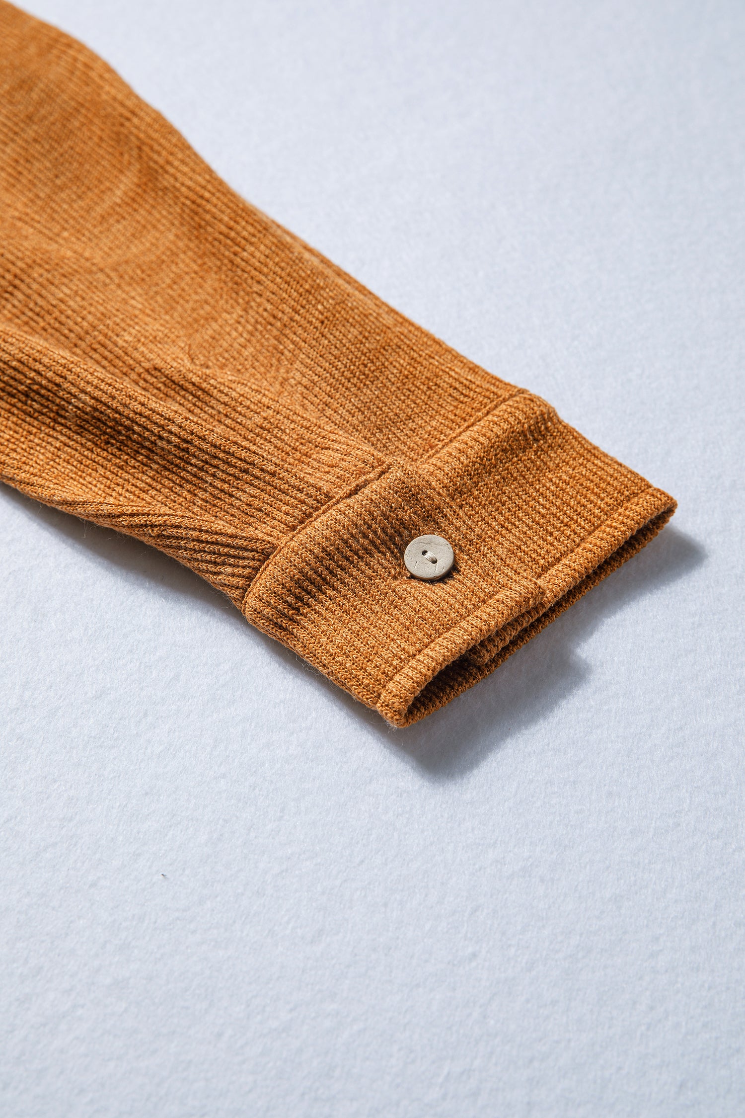 Russet Orange Flap Pocket Textured Knit Solid Color Casual Shacket