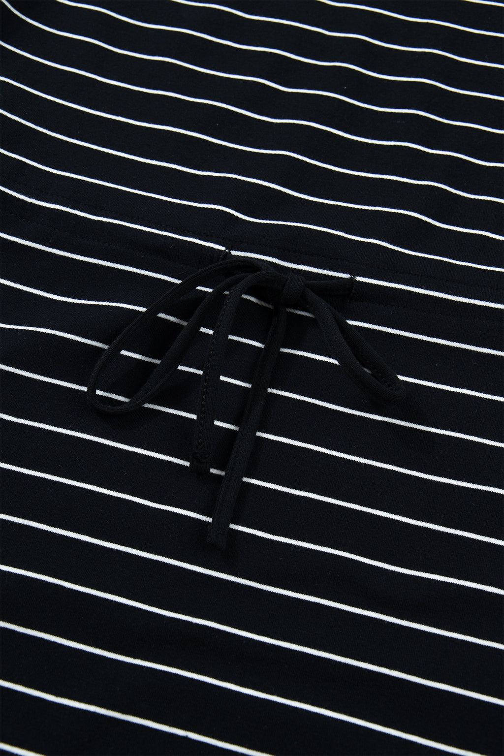 Black Stripe Drawstring Tunic Tank Mini Dress with Pockets