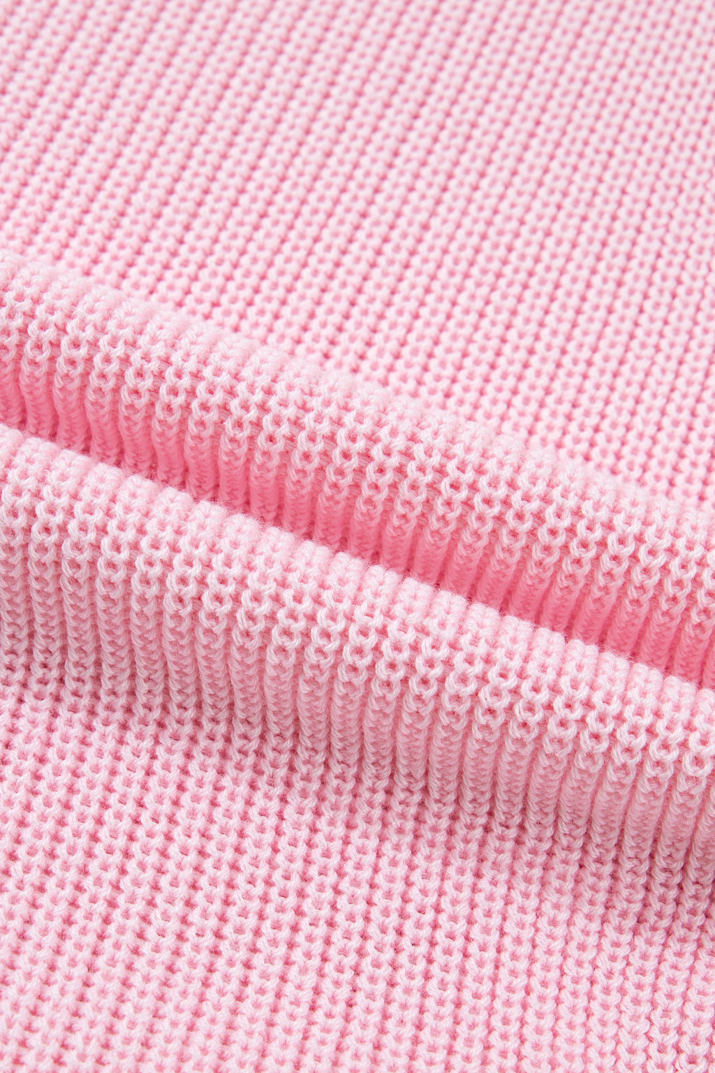 Pink Solid Color Knit V Neck Button Front Sweater Vest