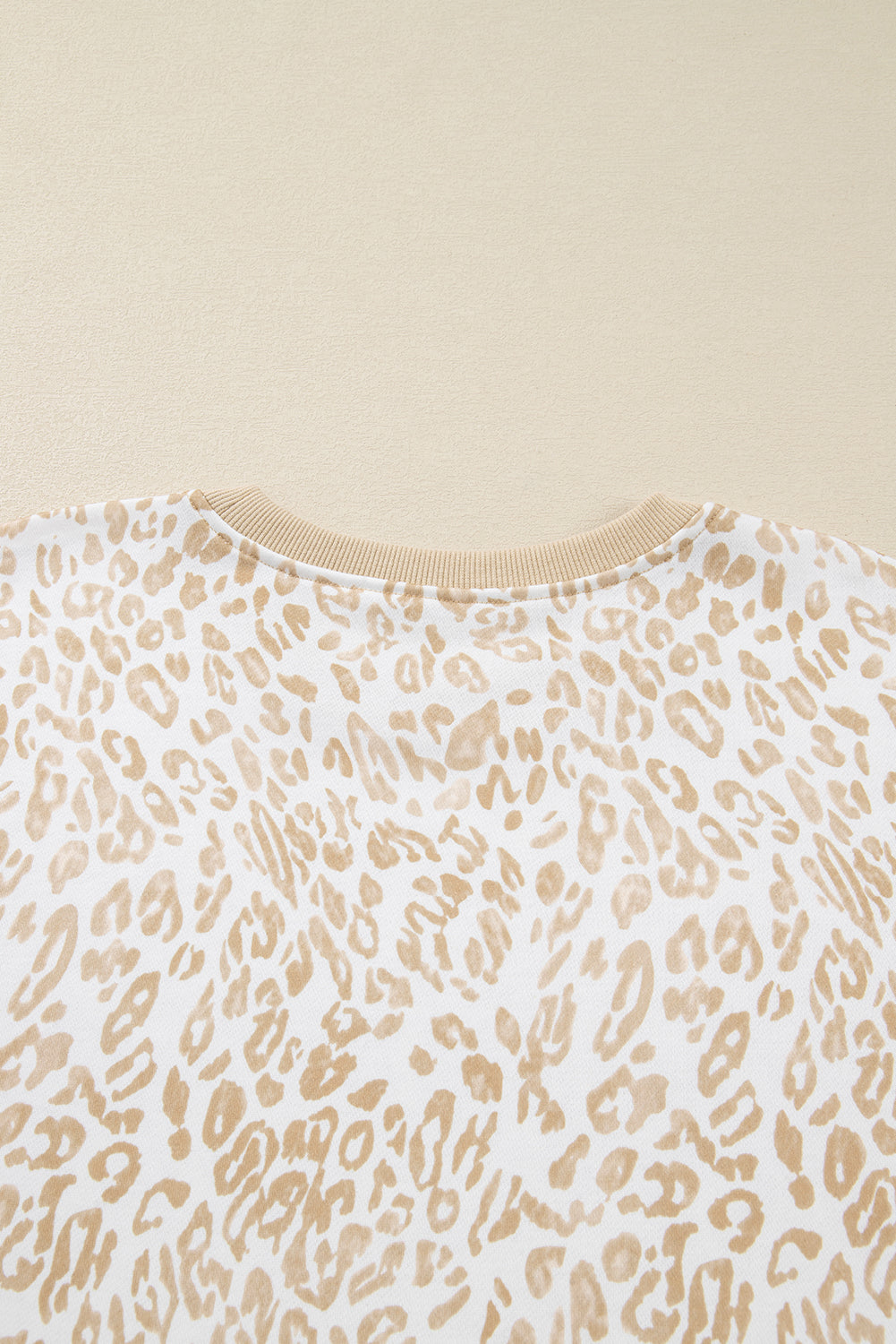 Khaki Plus Size Ruffled Arm Leopard Sweatshirt