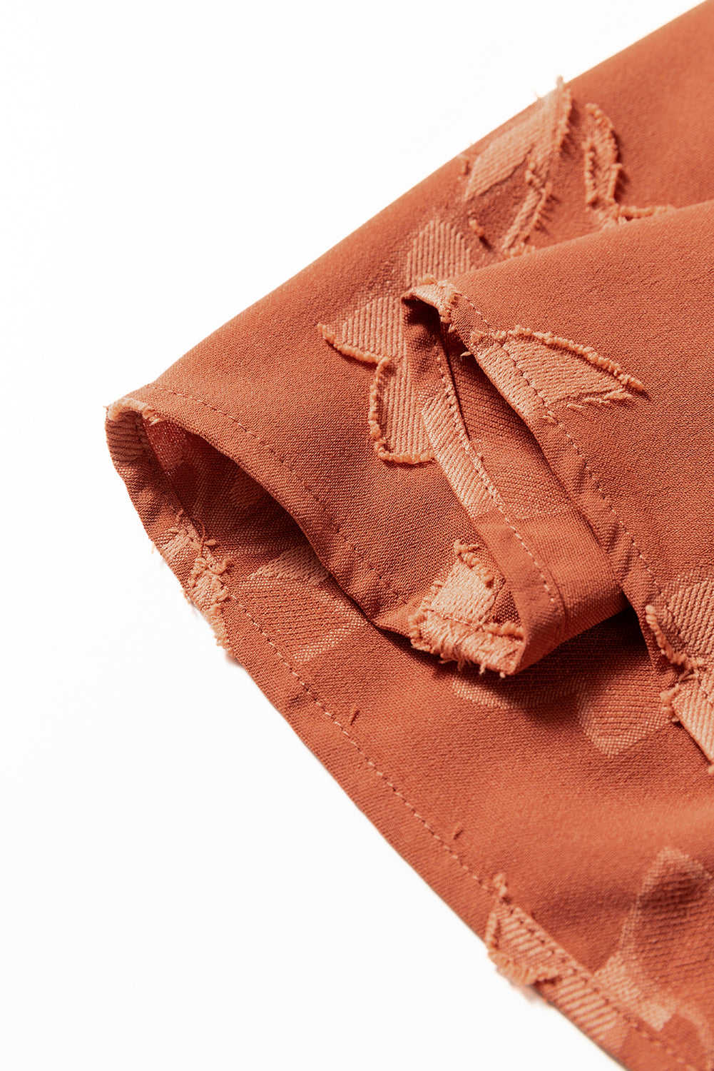 Cinnamon Plus Size Textured 3D Flower Pattern Ruffle Hem 3/4 Sleeve Long Dress