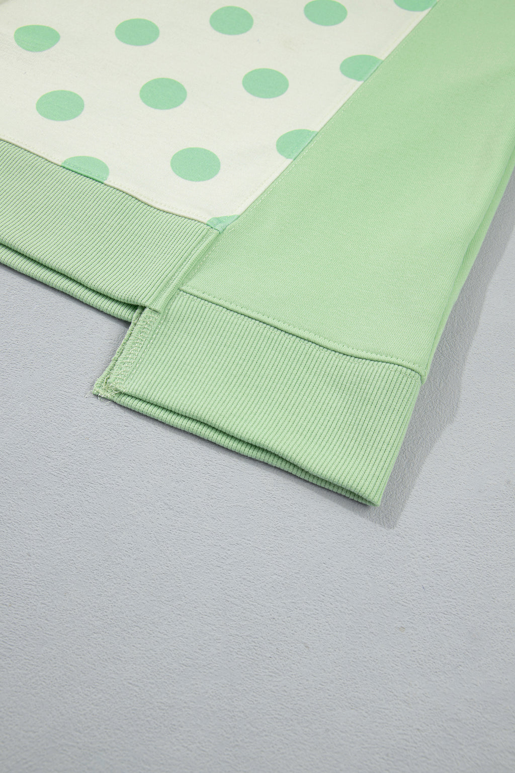 Green Color Block Patchwork Polka Dot Wide Leg Pant Set