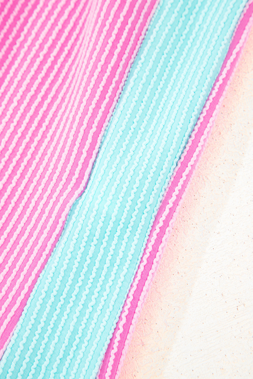 Bonbon Plus Size Color Block Corded Knit Tee and Shorts Set