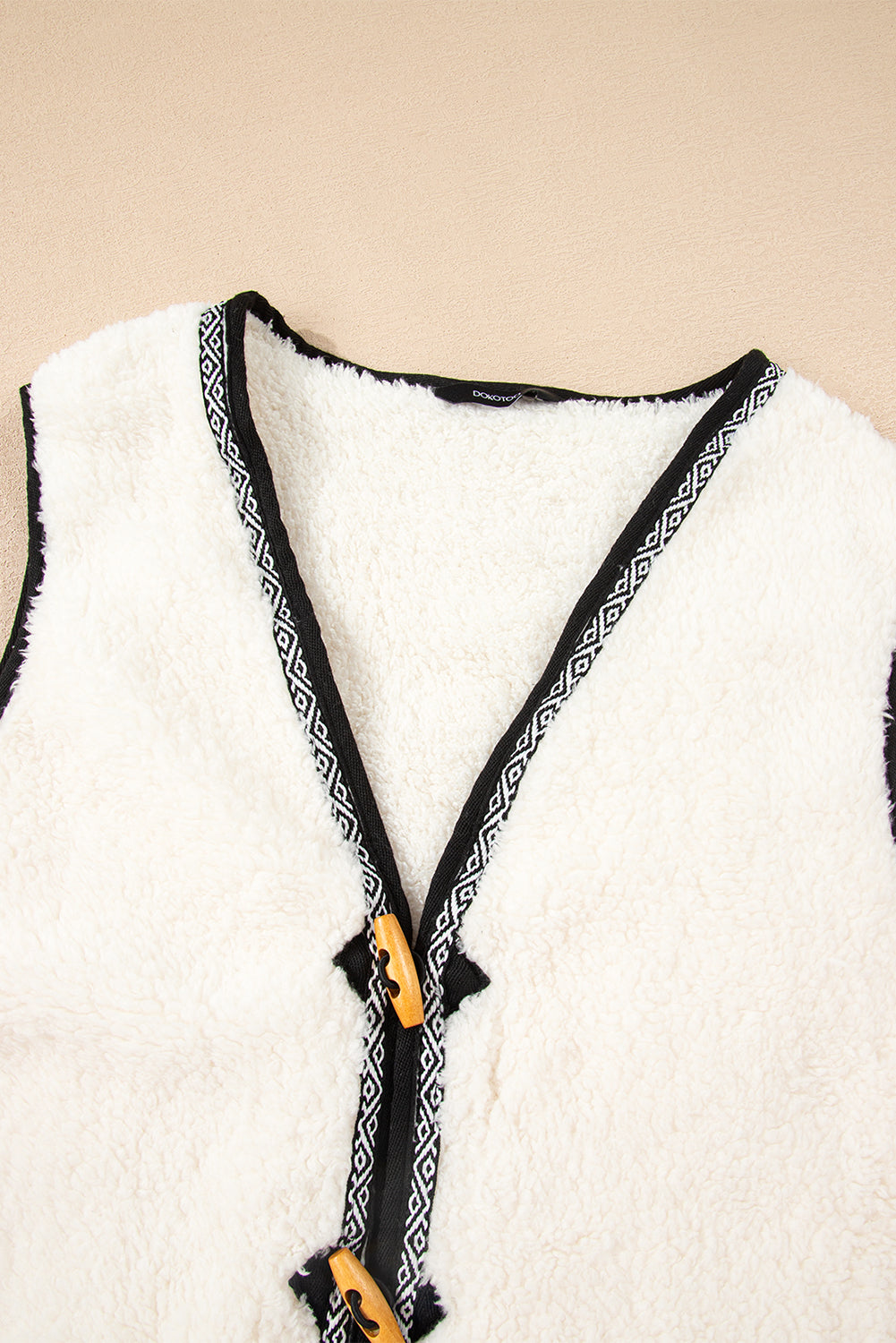 Dark Grey Sherpa Contrast Trim Patch Pocket Cartridge Toggle Button Vest