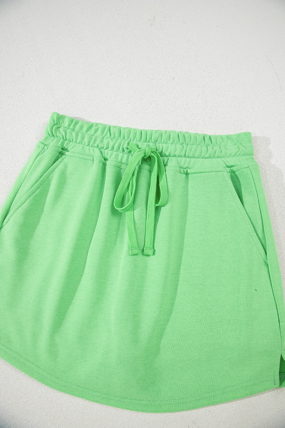 Black French Terry Drawstring Mini Skort with Pockets