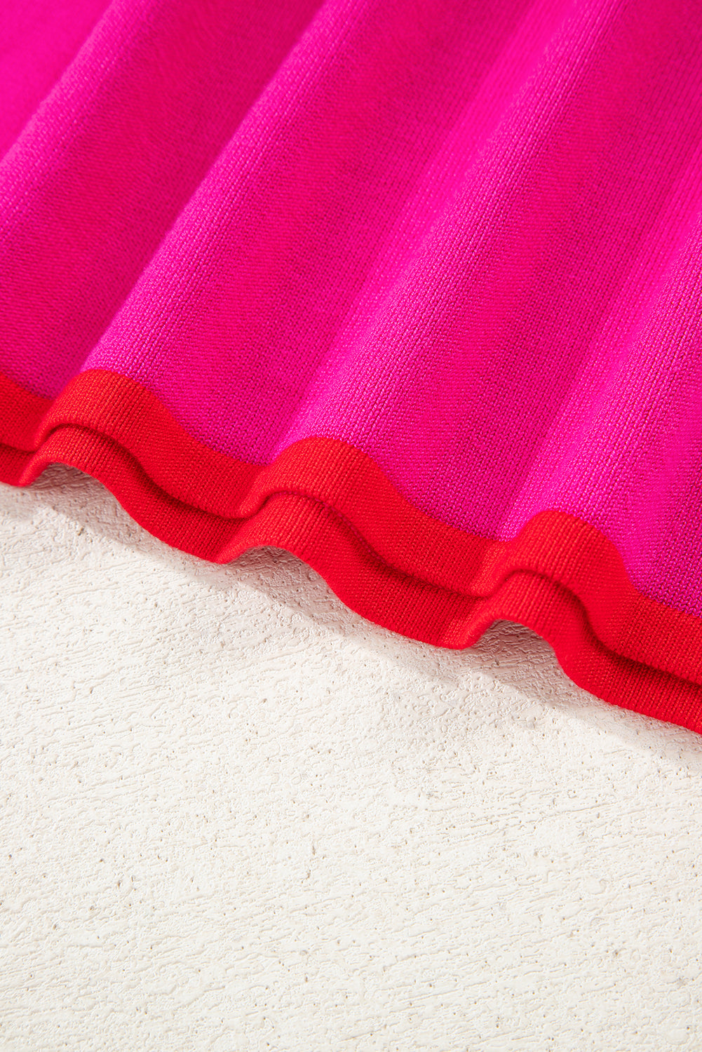 Green Contrast Trim Round Neck Short Sleeve Loose Knit Sweater