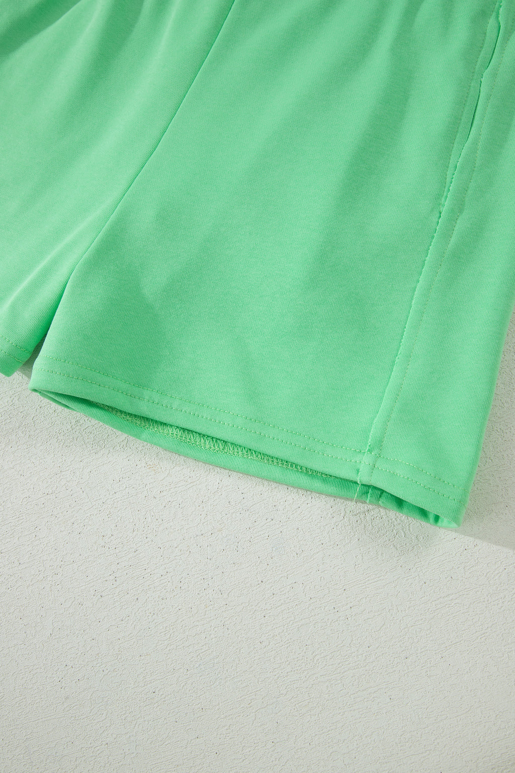 Green Slim Tank Top Elastic High Waist Shorts 2pcs Outfit