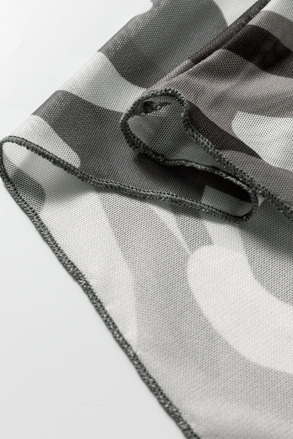 Green Western Fashion Camouflage Print Mesh Long Sleeve Top