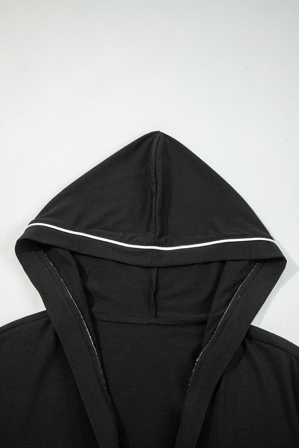 Black Contrast Trim Hooded Lounge Cardigan and Pants Set