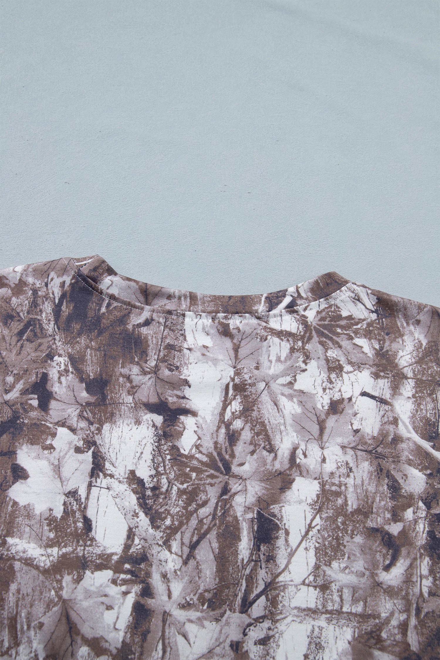 Gray Camouflage Woodland Print Drop Shoulder Tunic Tee