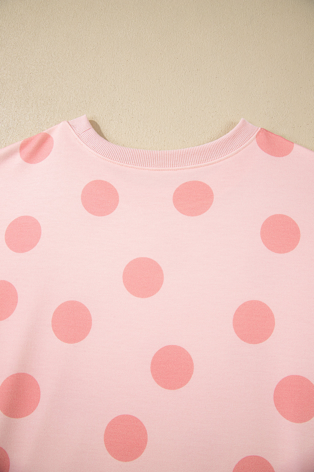 Sky Blue Polka Dot Print Drop Shoulder Pullover Drawstring Shorts Set
