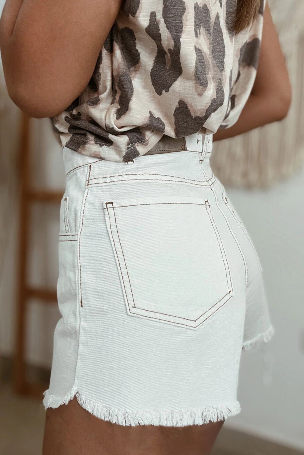 Carbon Grey Raw Hem High Waist Denim Shorts