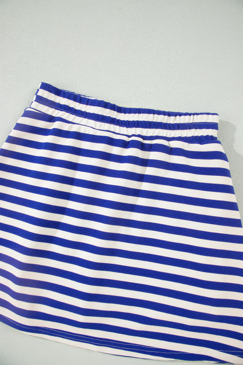 Sachet Pink Textured Stripe Print Contrast Trim Zip Collar Sleeveless 2pcs Skort Set
