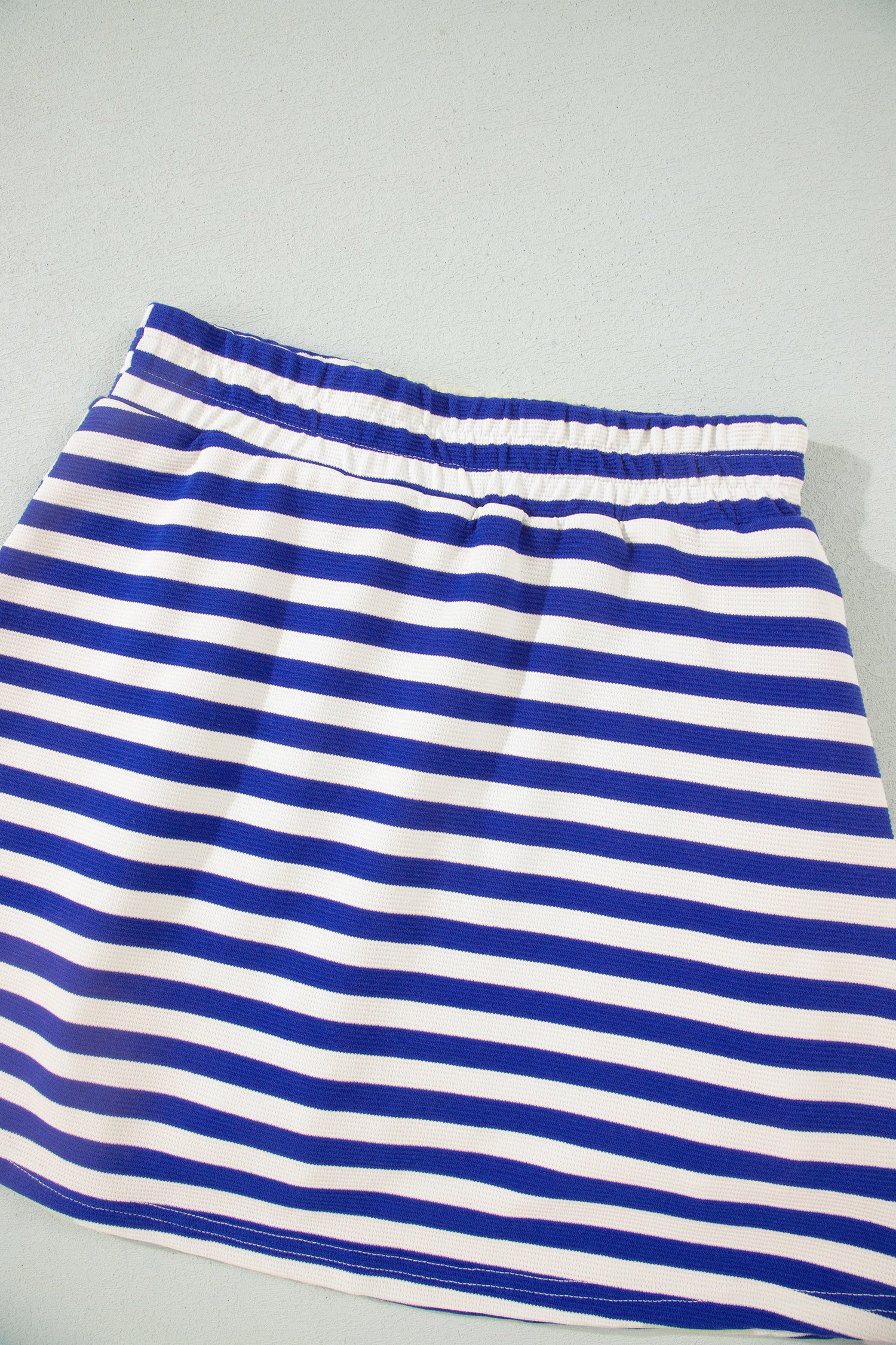 Sachet Pink Textured Stripe Print Contrast Trim Zip Collar Sleeveless 2pcs Skort Set