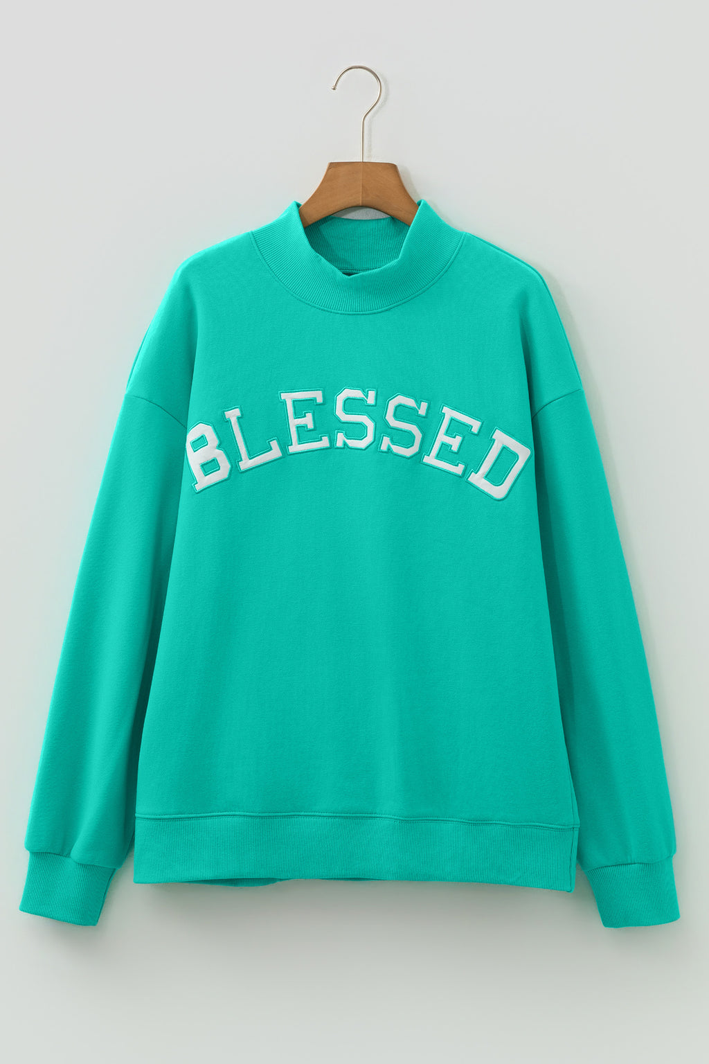Apricot Pink Oversize Mock Neck Sweatshirt