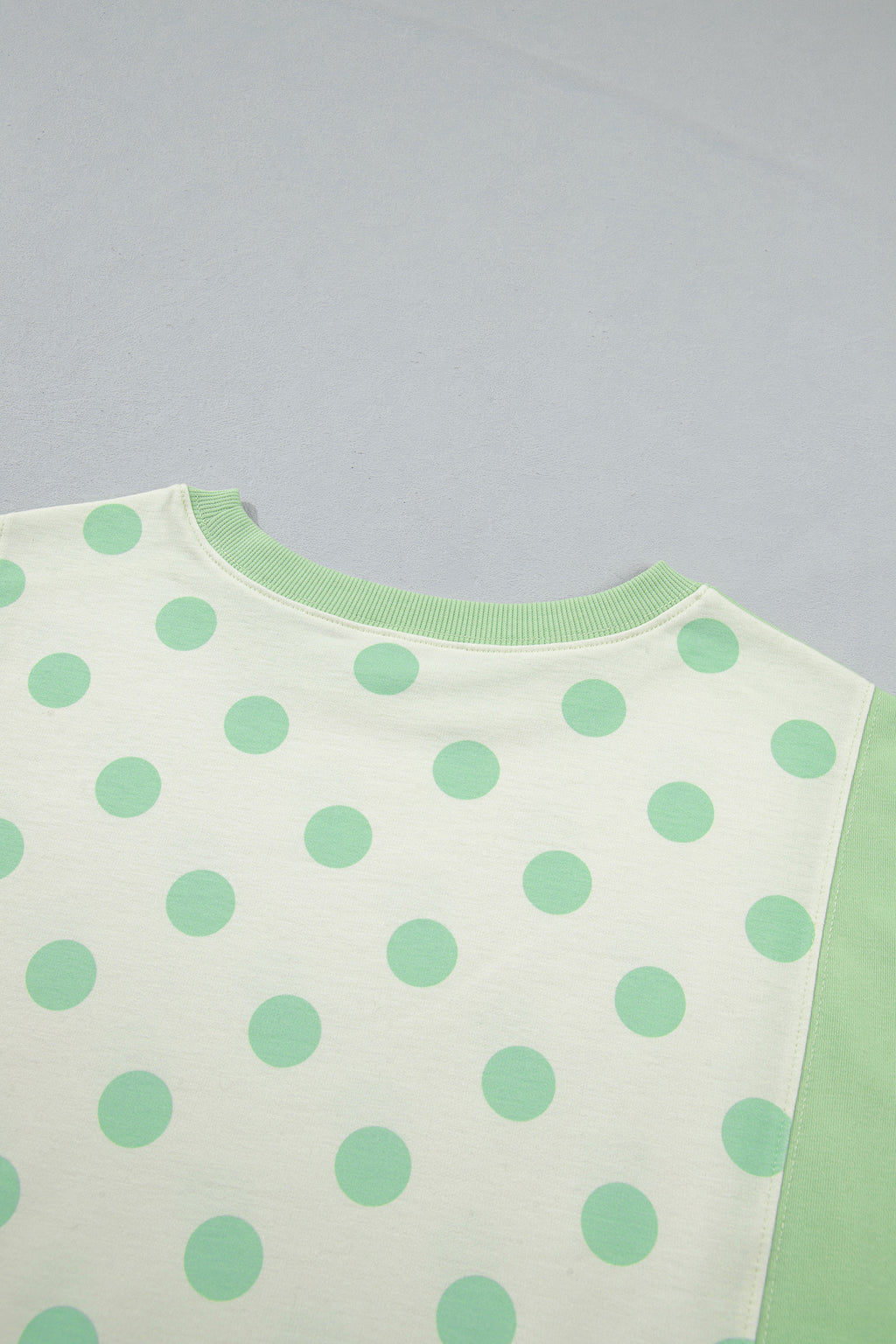 Green Color Block Patchwork Polka Dot Wide Leg Pant Set