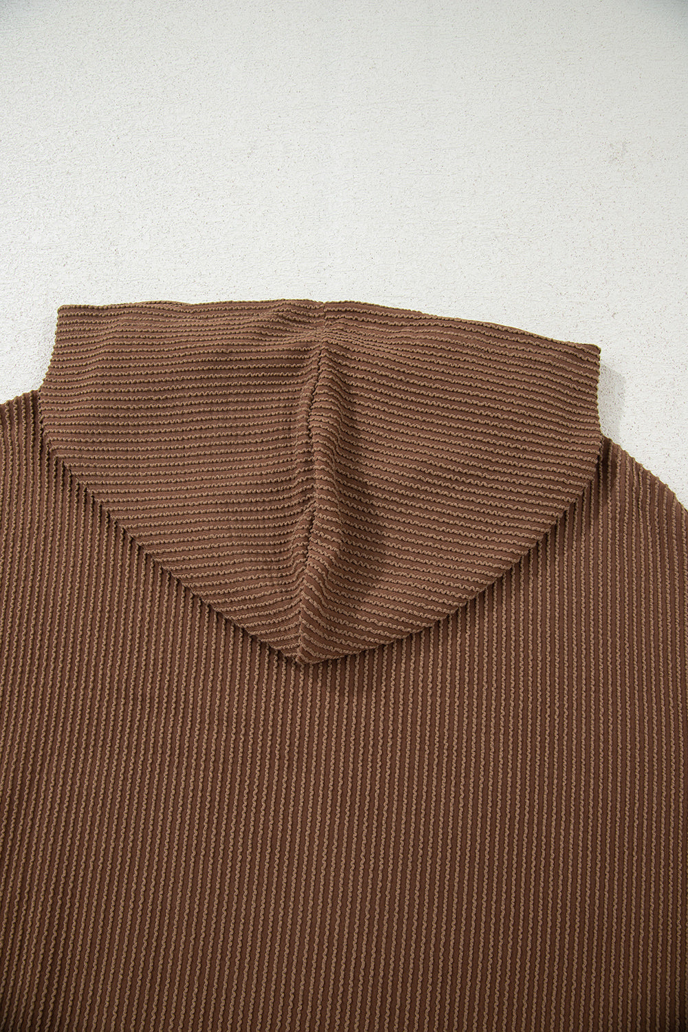 Coffee Twisted Rib Texture Solid Hoodie
