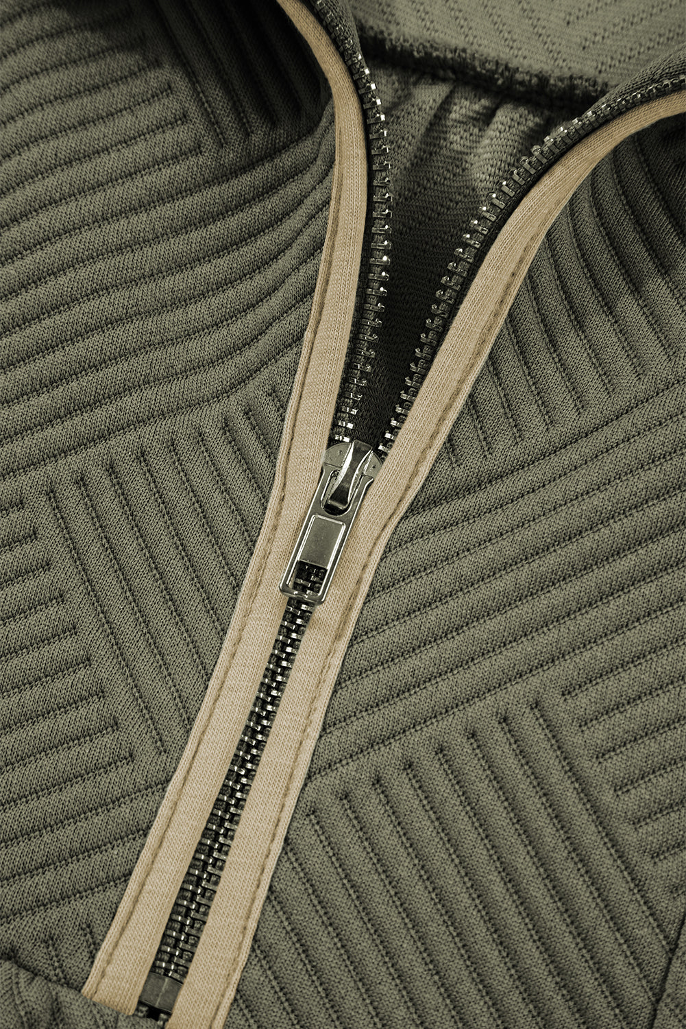 Desert Gold Quarter Zip Collar Bracelet Sleeve Textured Mini Dress