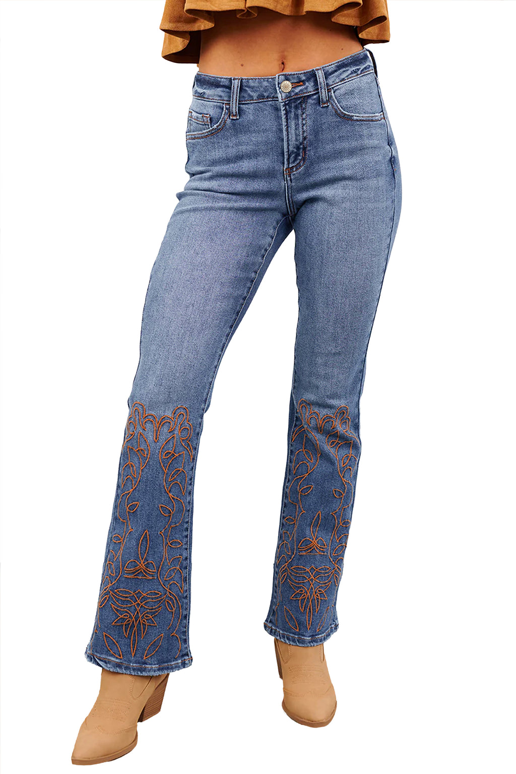 Ashleigh Blue Embroidered Flare Leg Jeans