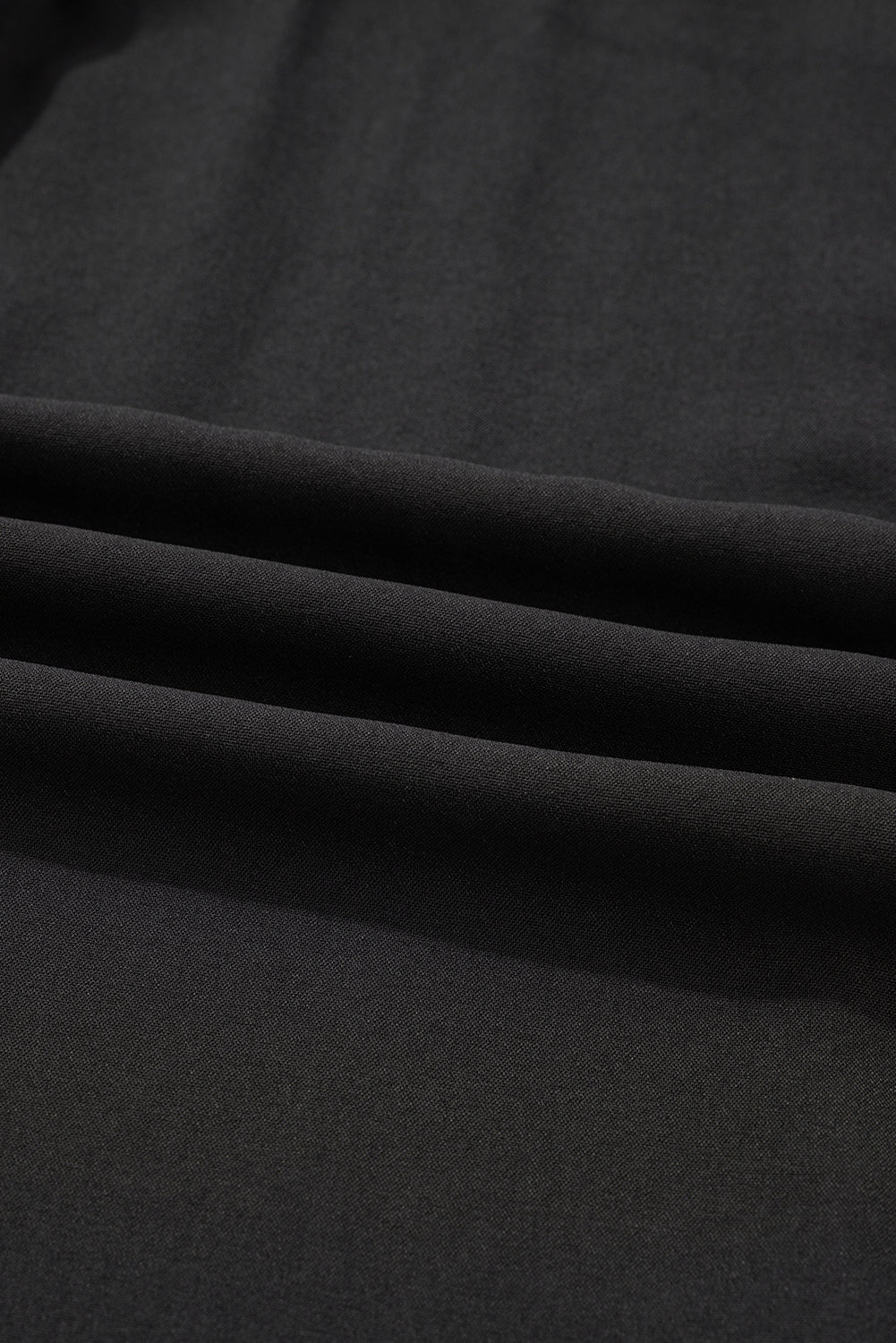 Black Plus Size Notched Neck Leopard Trim Flounce Long Sleeve Shift Dress