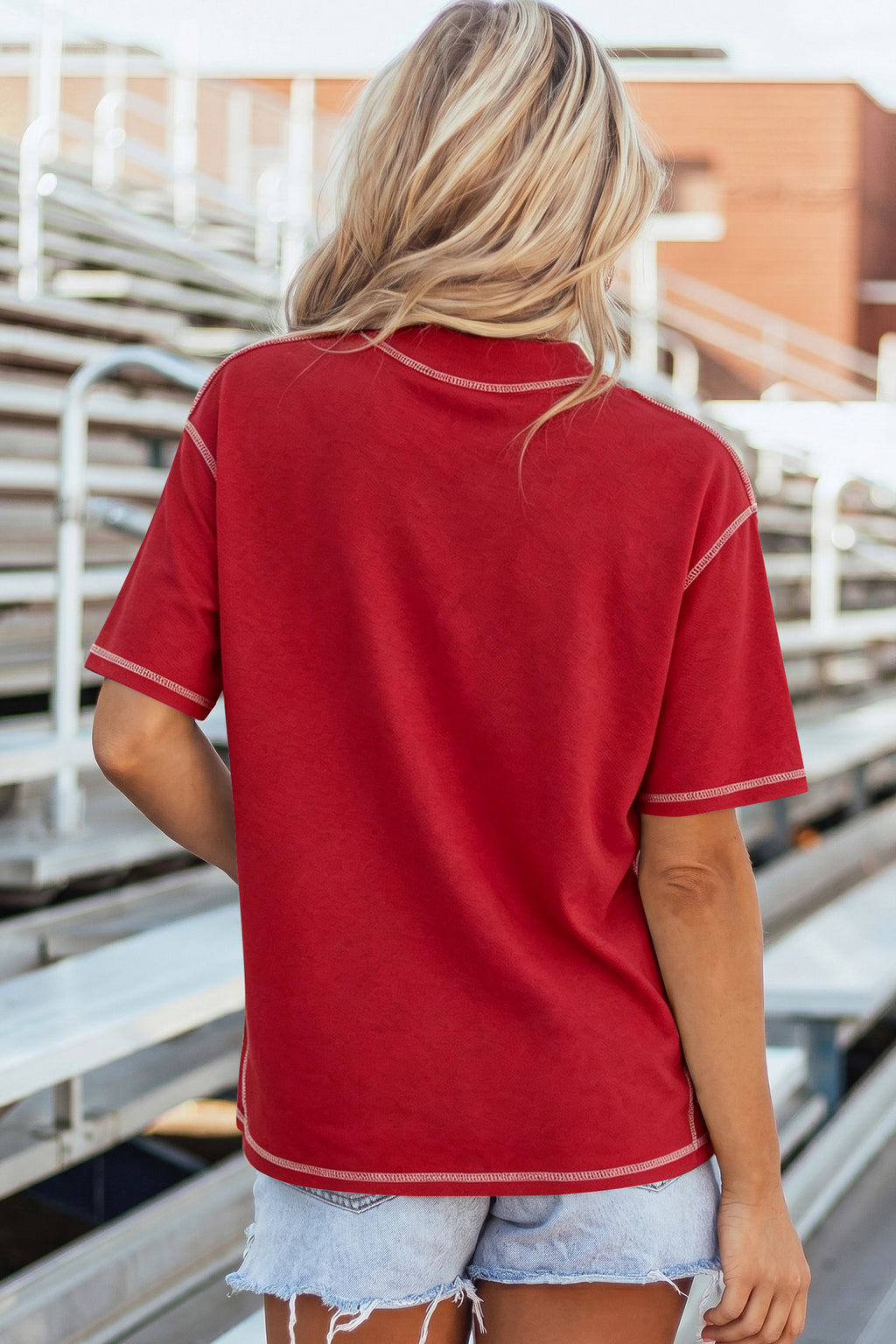 Light Grey Reversible Contrast-Stitched T-Shirt