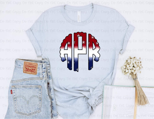 Red, White Blue Stars Monogram Shirt