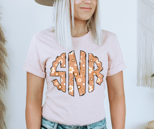 Orange Flowers Monogram Youth Shirt