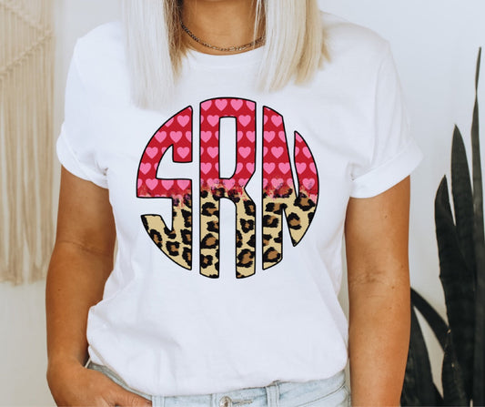 Leopard Heart Monogram Shirt