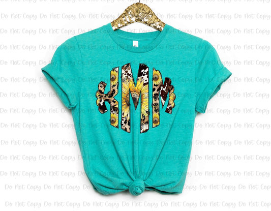 Cow Leopard Sunflower Monogram Shirt