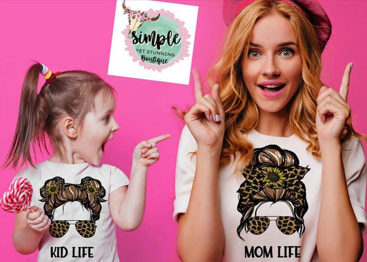 #MomLife #Kid Life graphic tee set