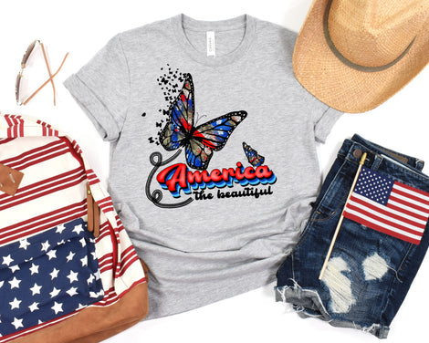BUTTERFLY AMERICA THE BEAUTIFUL graphic tee