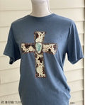 Turquoise cross graphic tee