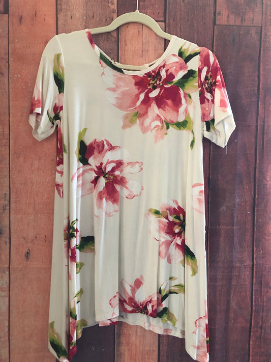 Floral top with crisscross back detail