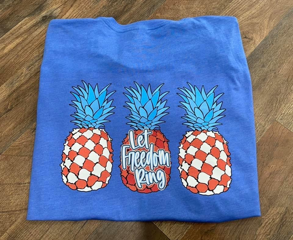 Pineapple Let Freedom Ring graphic tee- two sided