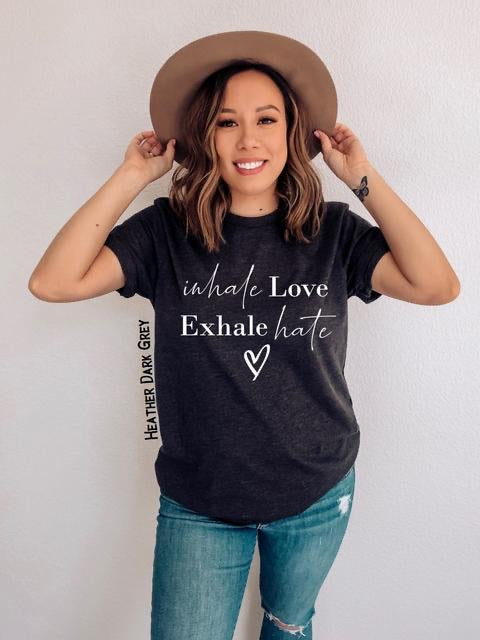 Inhale love exhale hate graphic tee