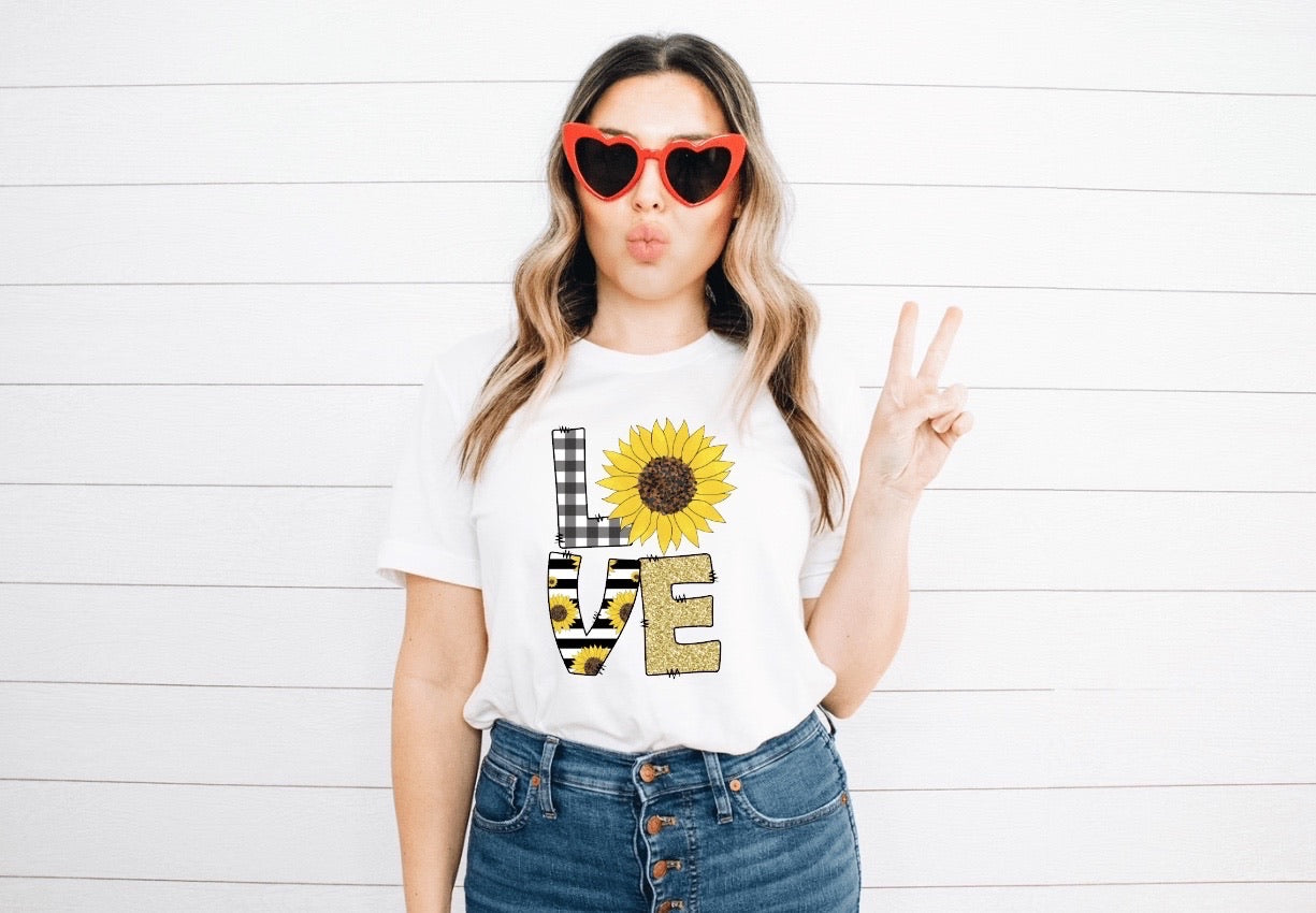 Sunflower LOVE graphic tee