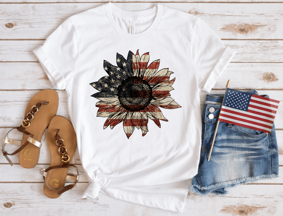 American sunflower graphic tee