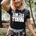 Small town graphic tee, white ink